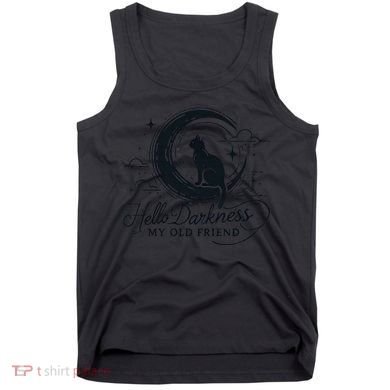 Hello Darkness My Old Friend Crescent Moon Cat Art Design Tank Top