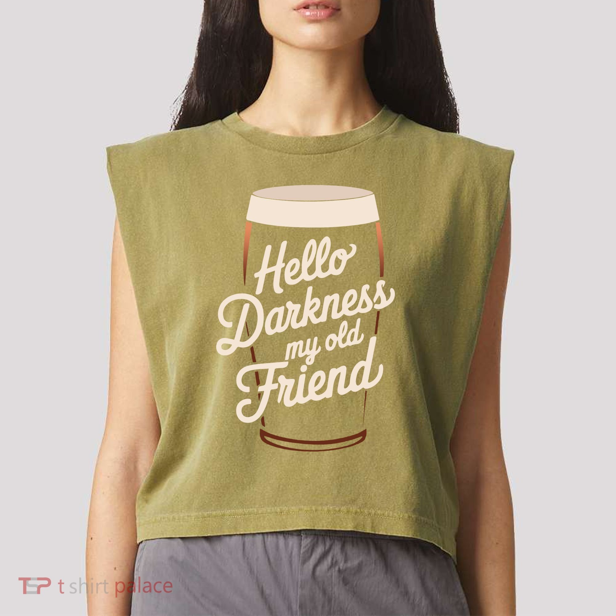 Hello Darkness My Old Friend Garment-Dyed Women's Muscle Tee