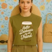 Hello Darkness My Old Friend Garment-Dyed Women's Muscle Tee thumb 4