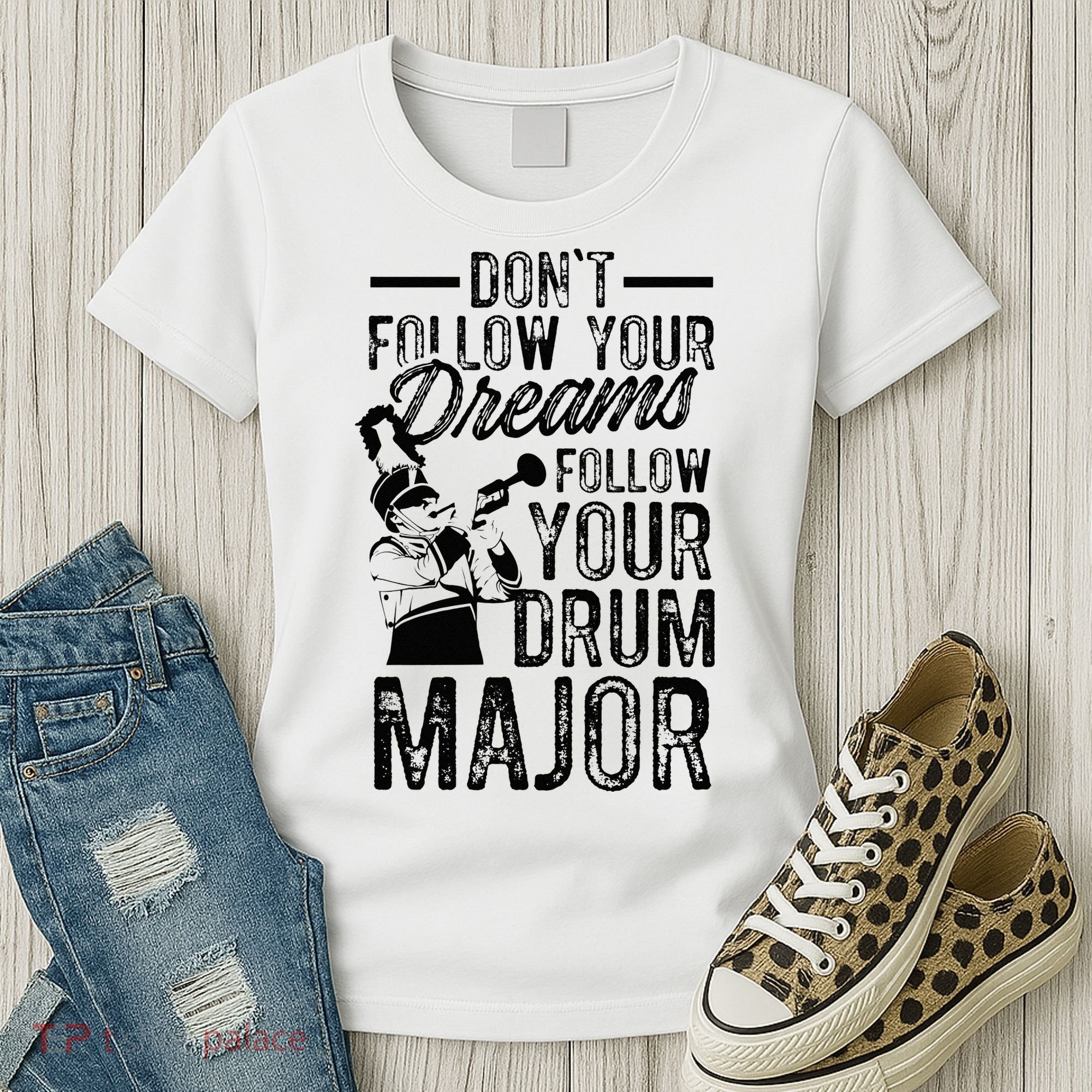 Hilarious Drum Major Saying Fun School Marching Band Art Women's T-Shirt