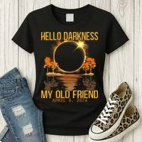 Hello Darkness My Old Friend Solar Eclipse April 08 2024 Women's T-Shirt thumb 3