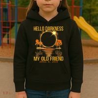 Hello Darkness My Old Friend Solar Eclipse April 08 2024 Kids Hoodie thumb 3