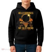 Hello Darkness My Old Friend Solar Eclipse April 08 2024 Kids Hoodie thumb 4