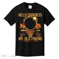 Hello Darkness My Old Friend Solar Eclipse April 08 2024 Kids T-Shirt thumb 0