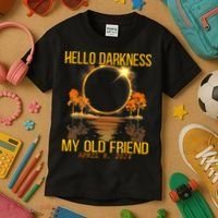 Hello Darkness My Old Friend Solar Eclipse April 08 2024 Kids T-Shirt thumb 3