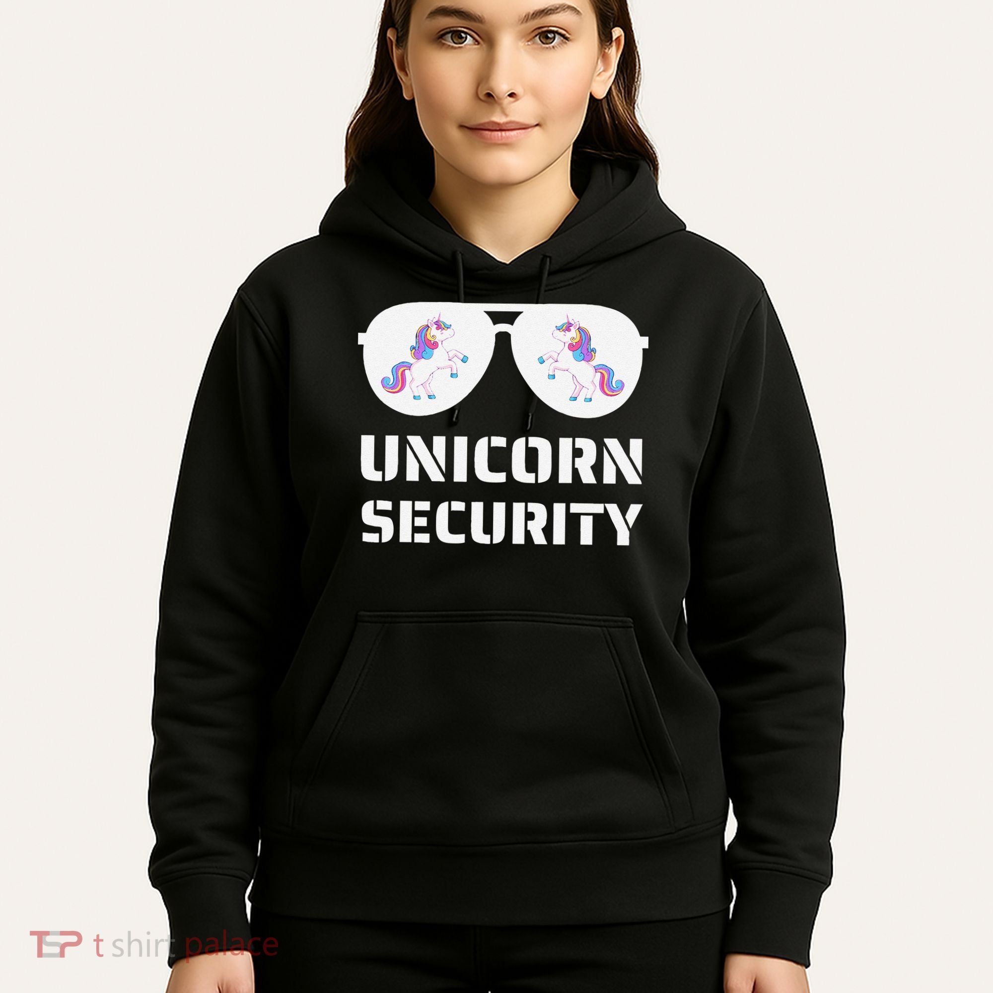 Halloween Dad Mom Daughter Unicorn Security Hoodie