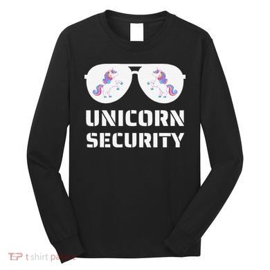 Halloween Dad Mom Daughter Unicorn Security Long Sleeve Shirt