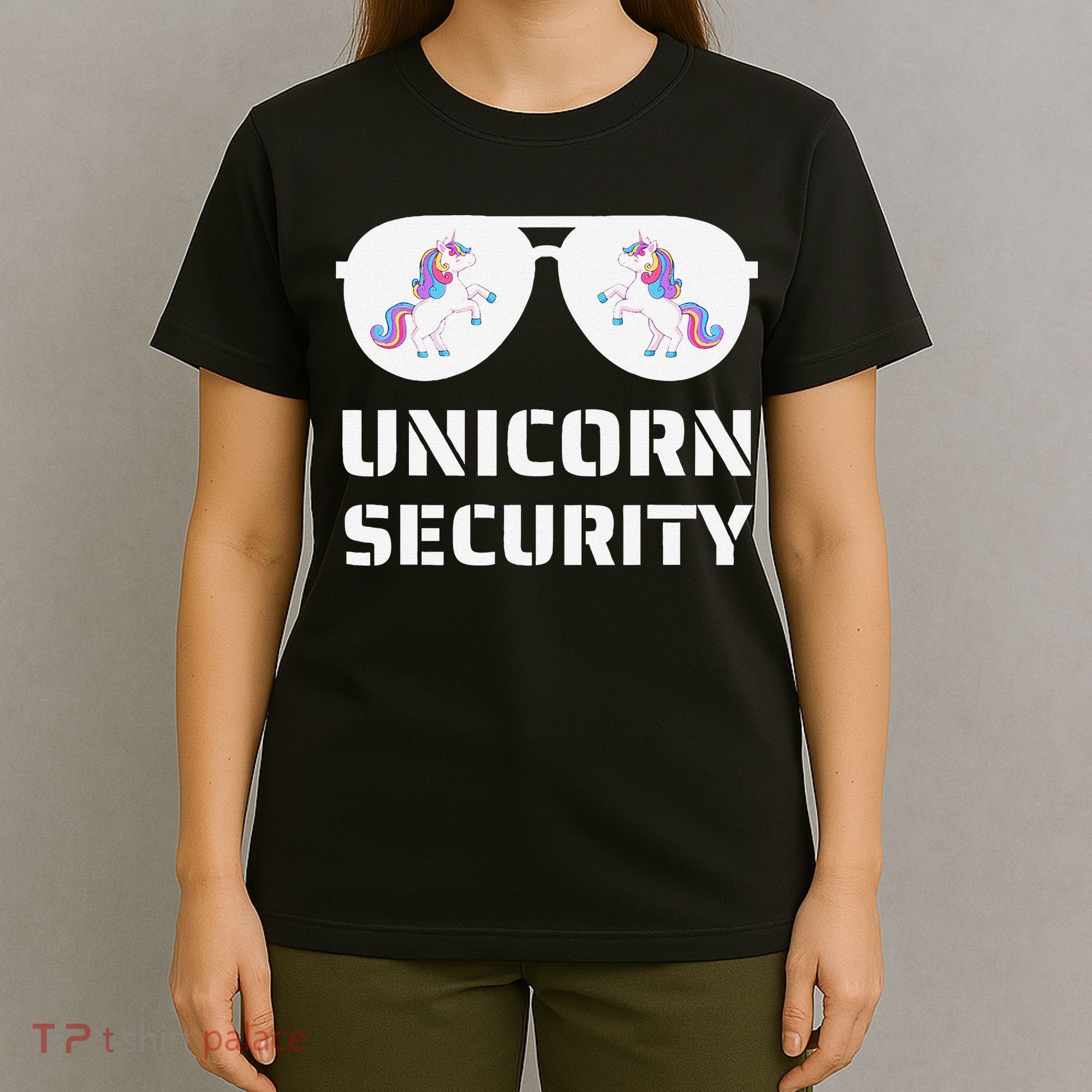 Halloween Dad Mom Daughter Unicorn Security T-Shirt
