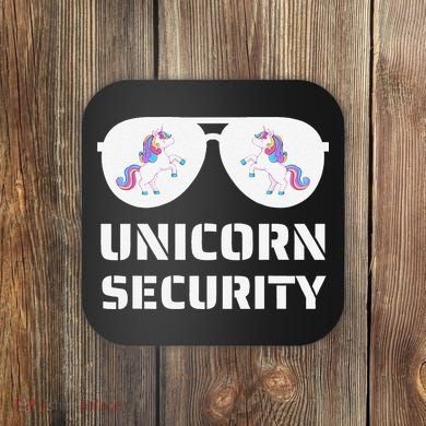 Halloween Dad Mom Daughter Unicorn Security Coaster