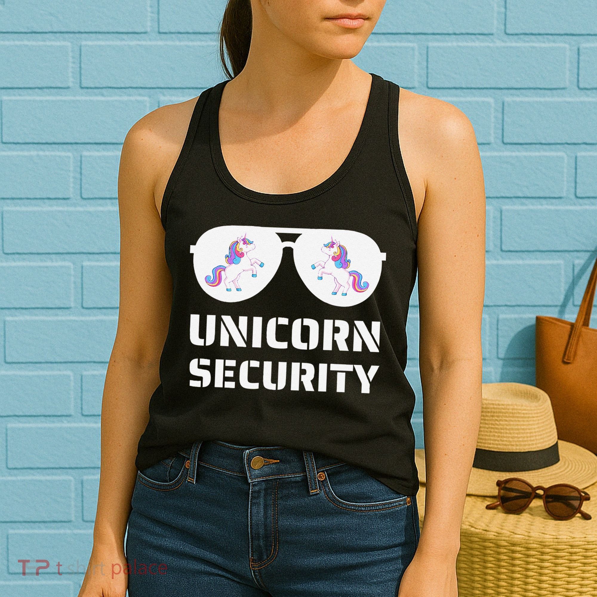 Halloween Dad Mom Daughter Unicorn Security Women's Tank Top