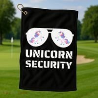 Halloween Dad Mom Daughter Unicorn Security Golf Towel thumb 1