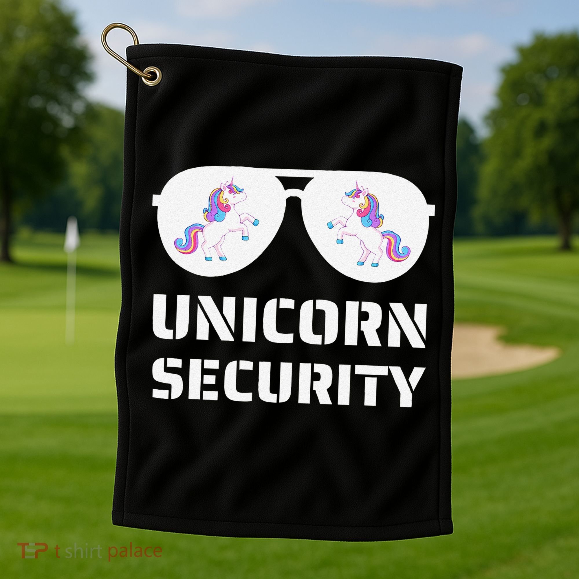 Halloween Dad Mom Daughter Unicorn Security Golf Towel