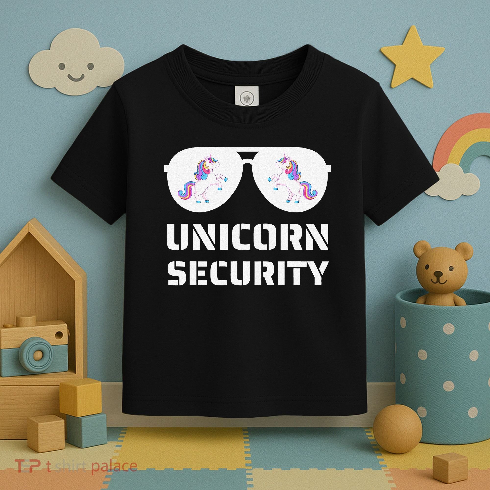 Halloween Dad Mom Daughter Unicorn Security Toddler T-Shirt