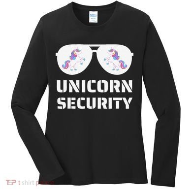 Halloween Dad Mom Daughter Unicorn Security Women's Long Sleeve Shirt