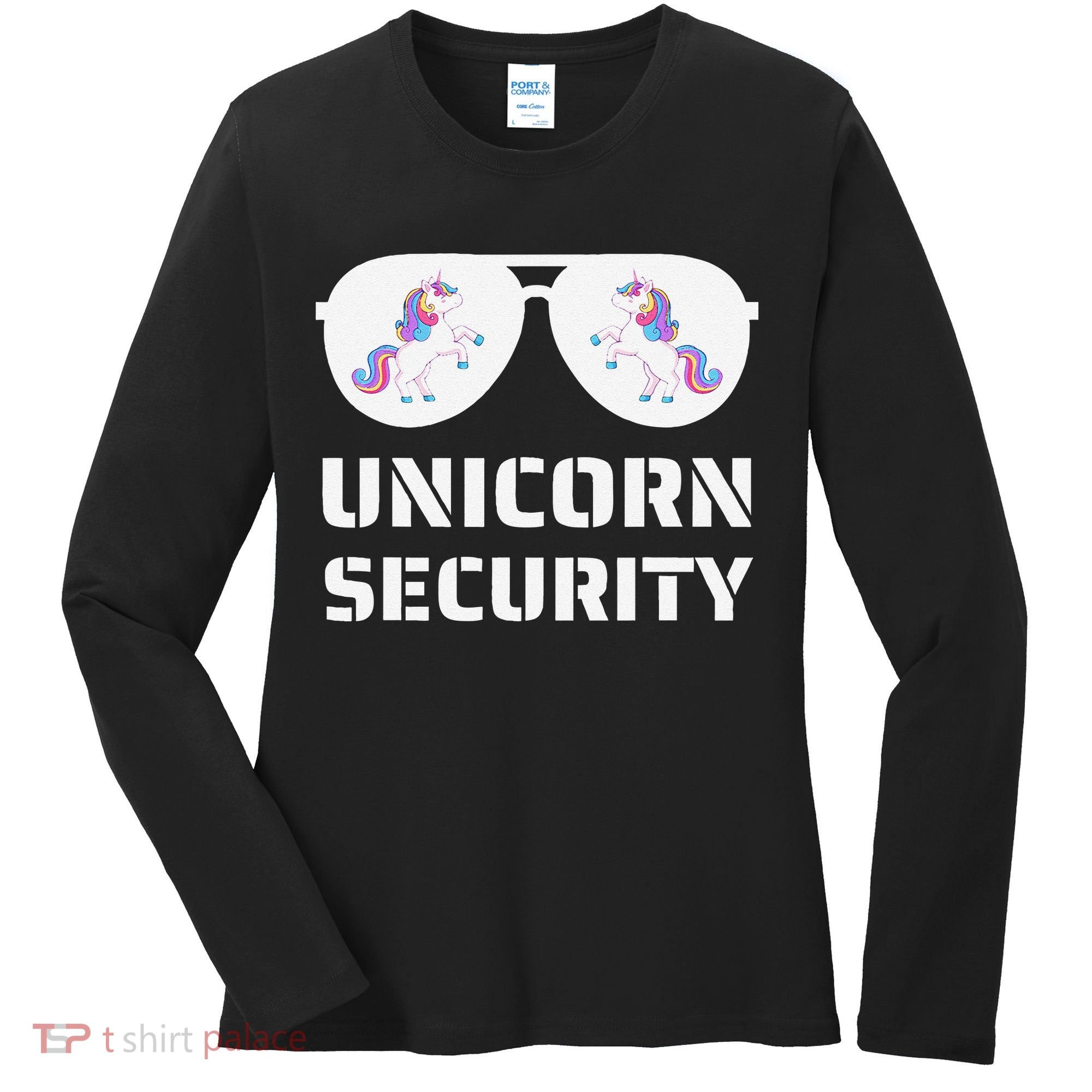 Halloween Dad Mom Daughter Unicorn Security Women's Long Sleeve Shirt