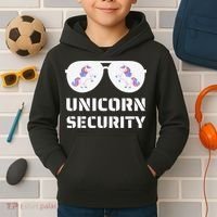 Halloween Dad Mom Daughter Unicorn Security Kids Hoodie thumb 2