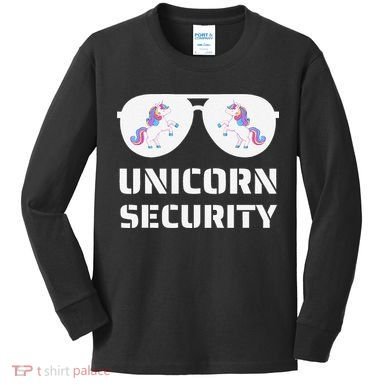 Halloween Dad Mom Daughter Unicorn Security Kids Long Sleeve Shirt