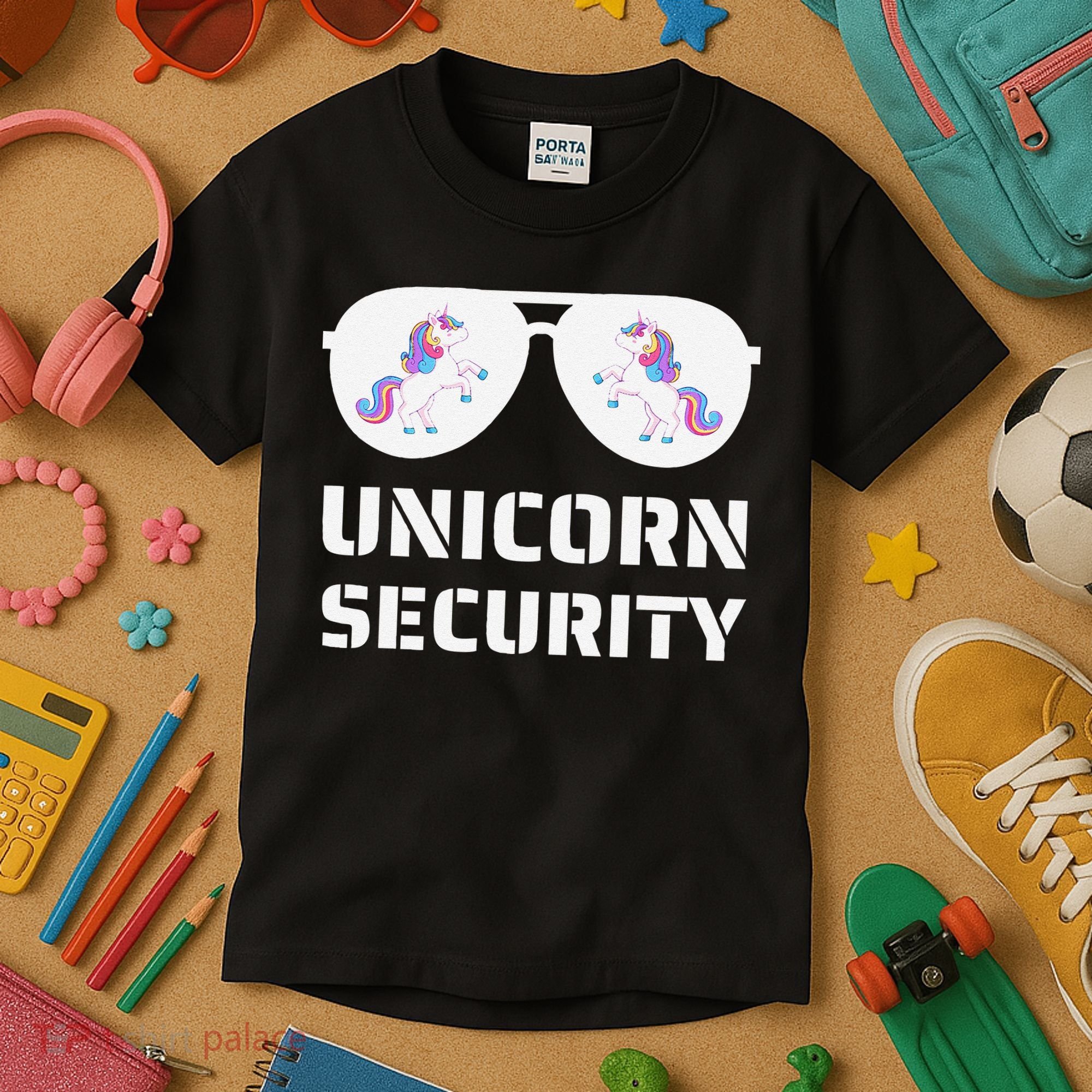 Halloween Dad Mom Daughter Unicorn Security Kids T-Shirt