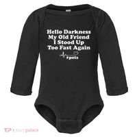 Hello Darkness My Old Friend I Stood Up Too Fast Again Pots Baby Long Sleeve Bodysuit thumb 0