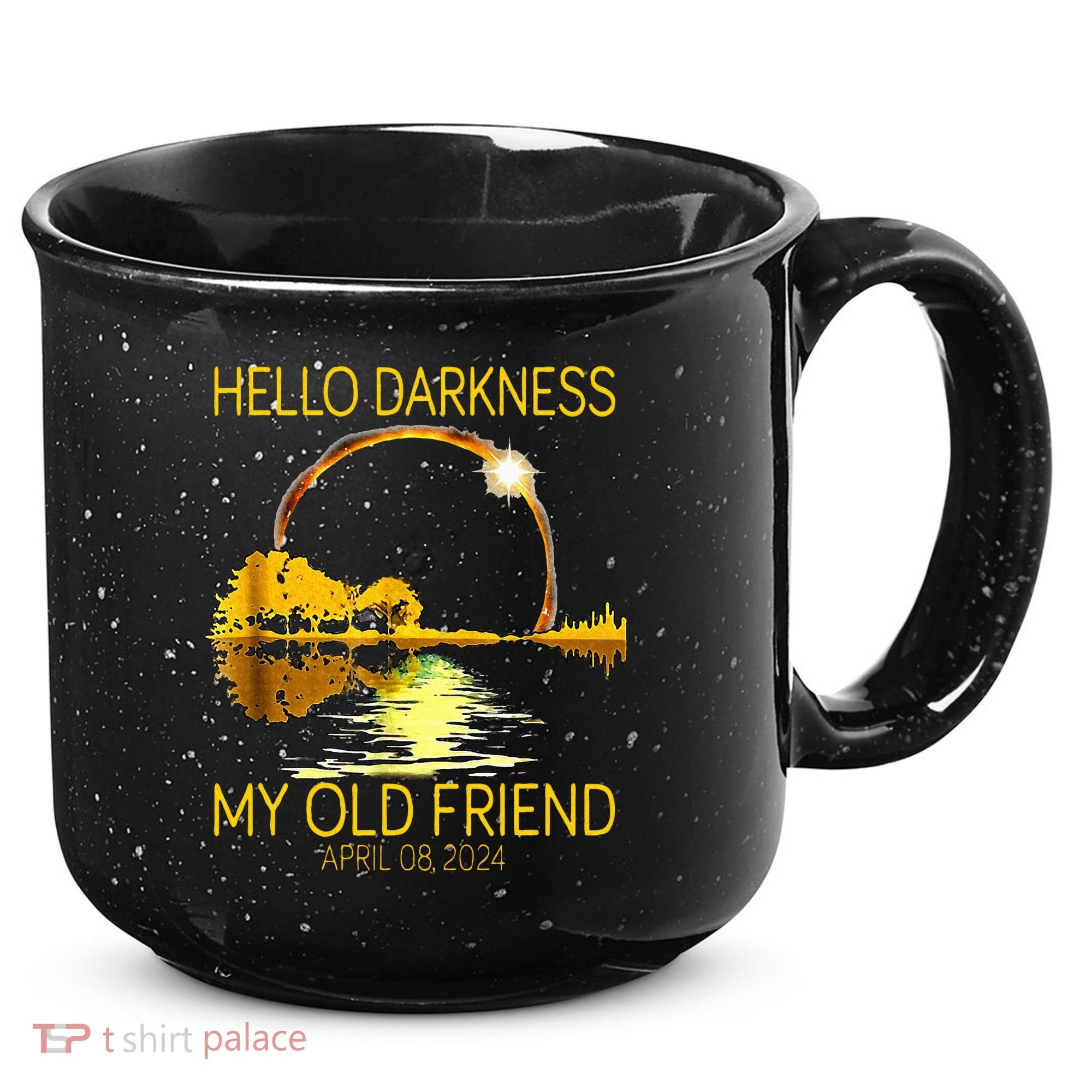 Hello Darkness My Old Friend Funny 2024 Solar Eclipse 4.8.24 15oz Campfire Ceramic Mug