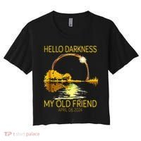 Hello Darkness My Old Friend Funny 2024 Solar Eclipse 4.8.24 Women's Crop Top Tee thumb 0