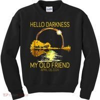 Hello Darkness My Old Friend Funny 2024 Solar Eclipse 4.8.24 Kids Sweatshirt thumb 0