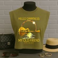 Hello Darkness My Old Friend Funny 2024 Solar Eclipse 4.8.24 Garment-Dyed Women's Muscle Tee thumb 3