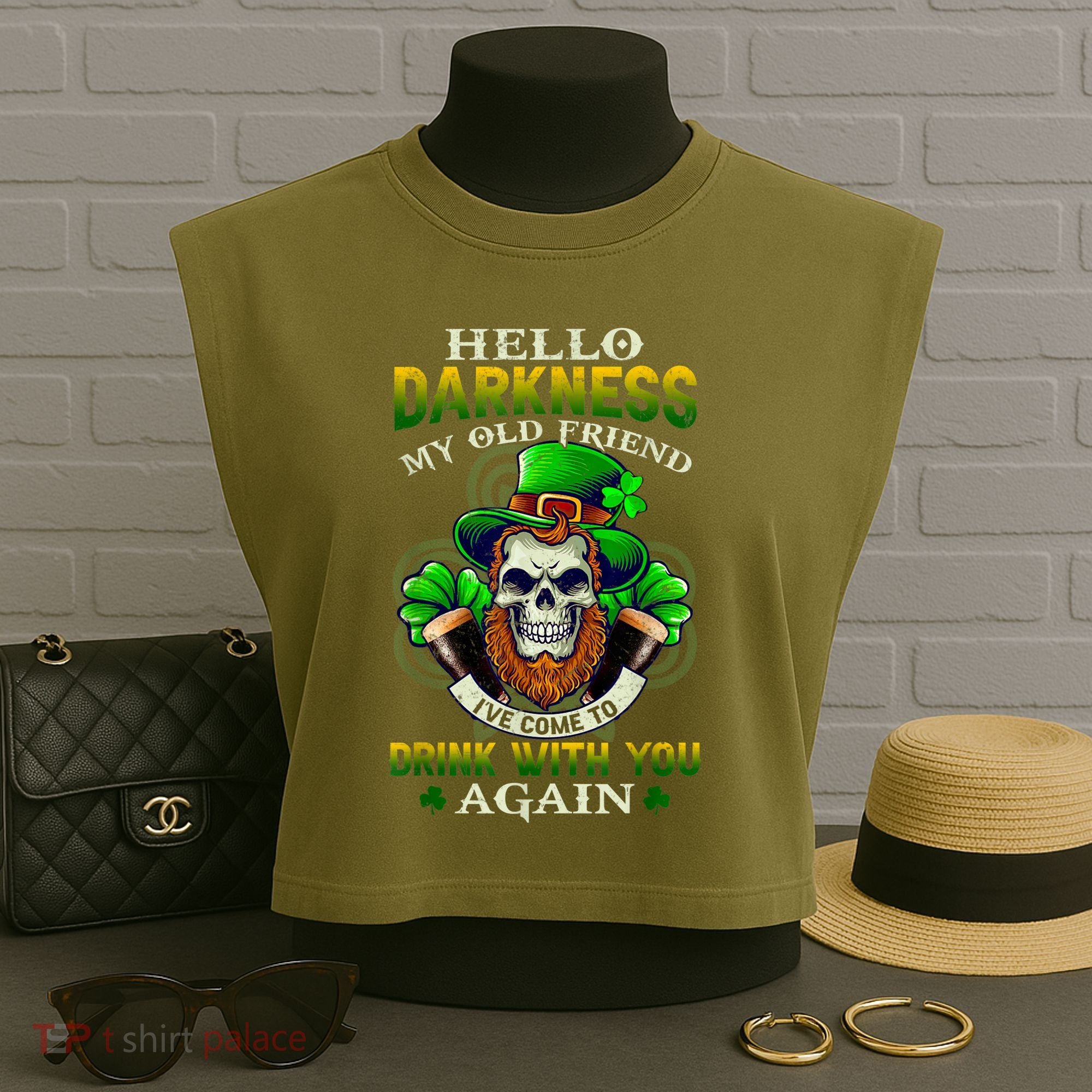 Hello Darkness My Old Friend I’ve Come To Drink With You Again Garment-Dyed Women's Muscle Tee