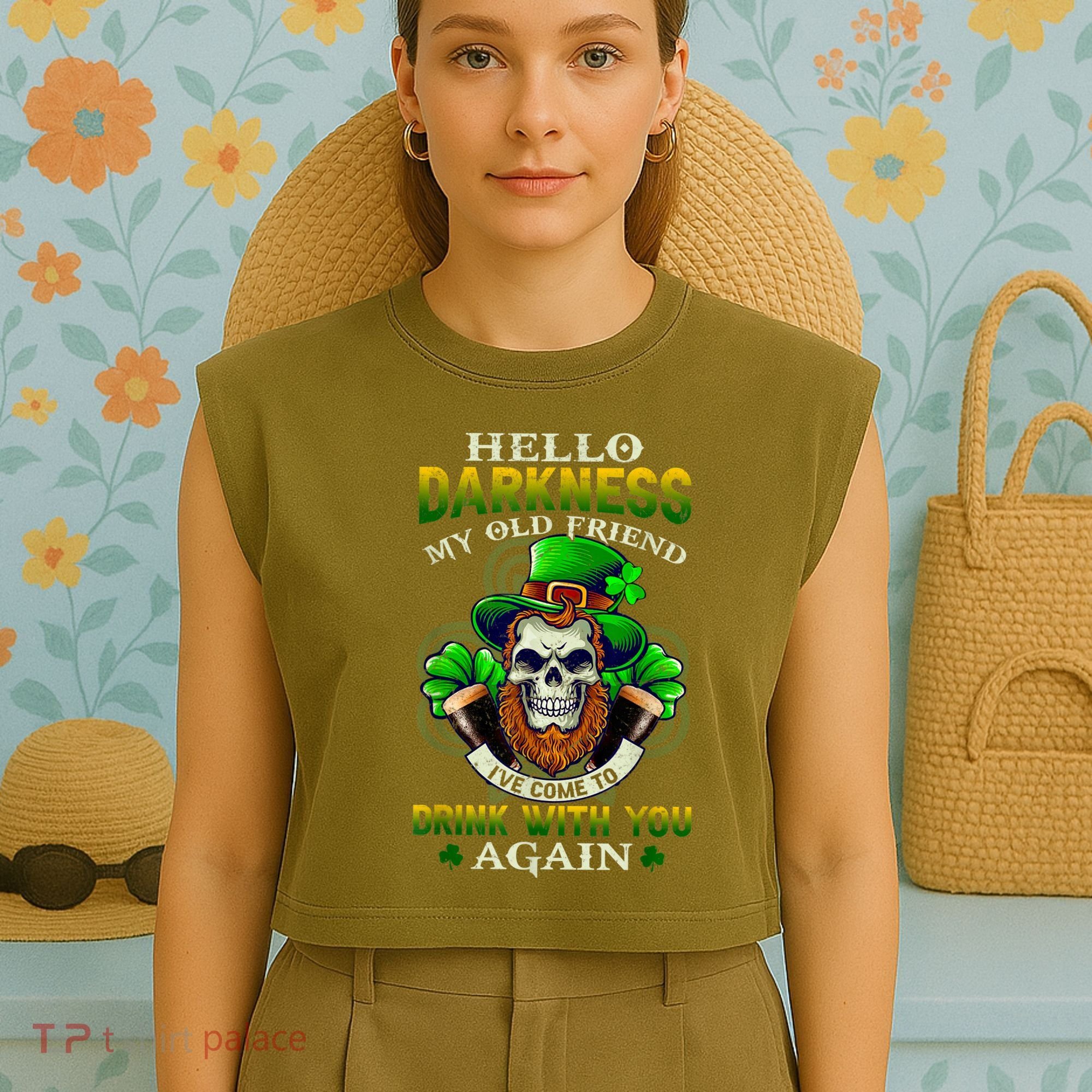 Hello Darkness My Old Friend I’ve Come To Drink With You Again Garment-Dyed Women's Muscle Tee