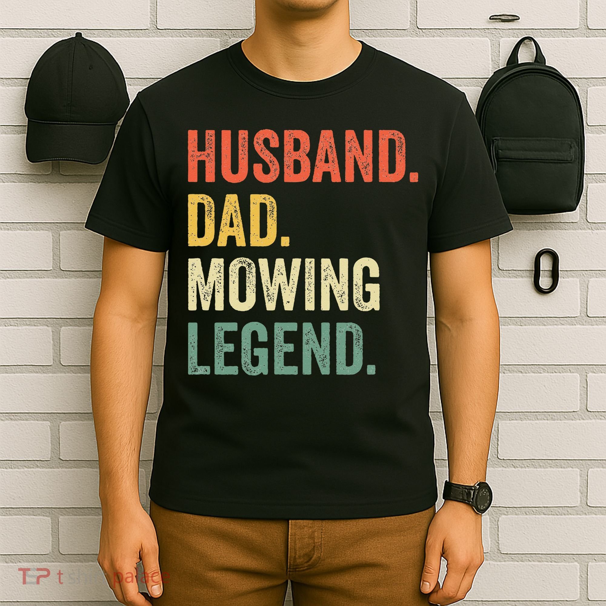 Husband Dad Mowing Legend Lawn Care Gardener Father Funny T-Shirt