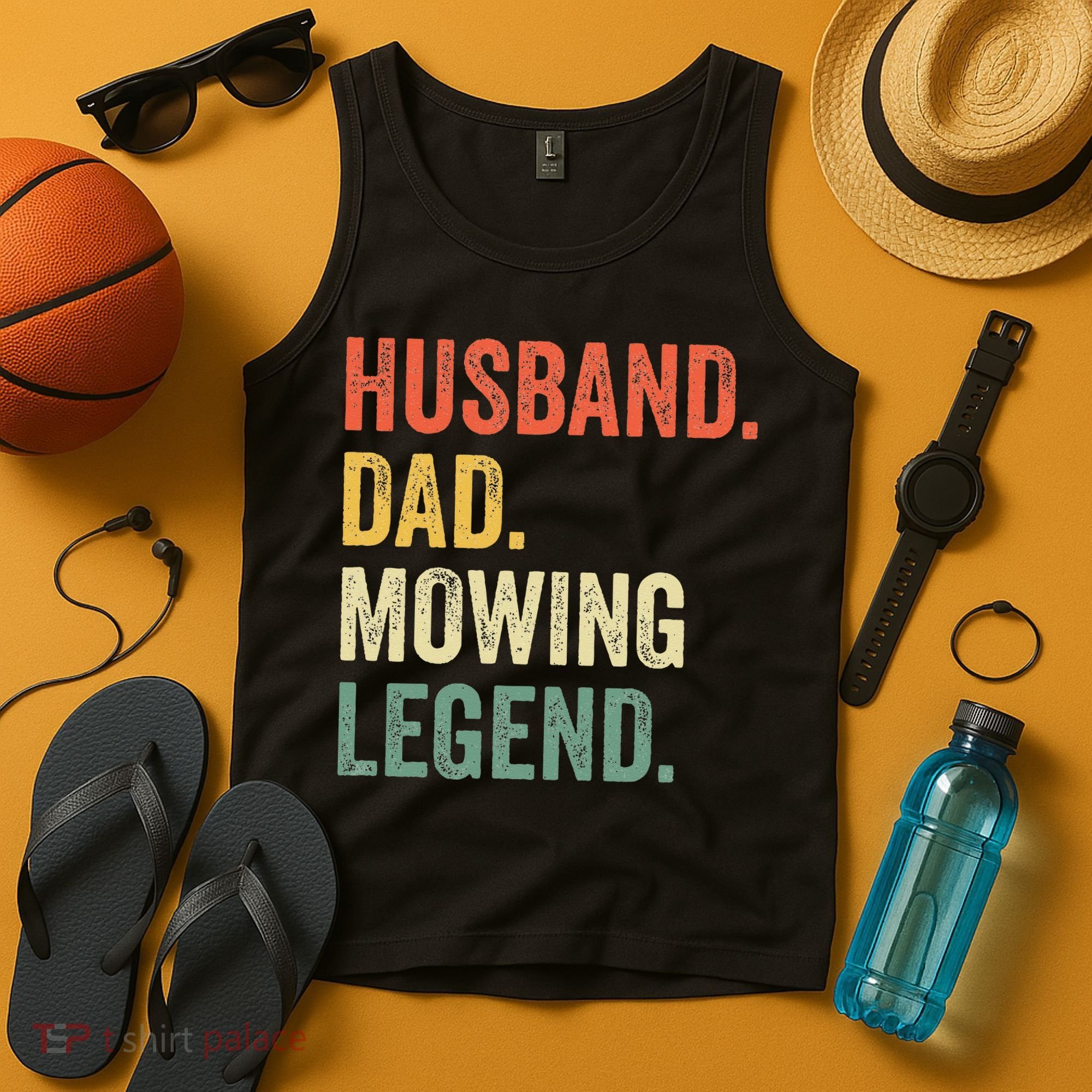 Husband Dad Mowing Legend Lawn Care Gardener Father Funny Tank Top