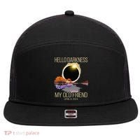 Hello Darkness My Old Friend Solar Eclipse April 08 2024 7 Panel Mesh Trucker Snapback Hat thumb 0