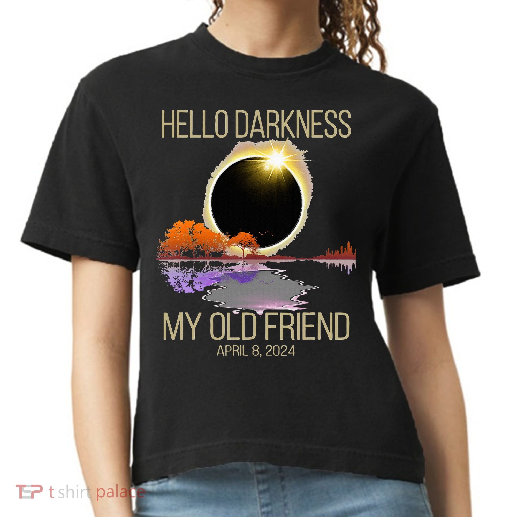 Hello Darkness My Old Friend Solar Eclipse April 08 2024 Comfort Colors Boxy T-Shirt