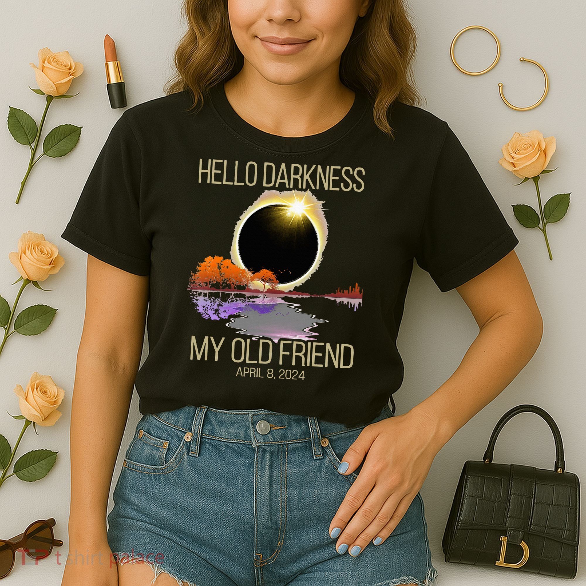 Hello Darkness My Old Friend Solar Eclipse April 08 2024 Comfort Colors Boxy T-Shirt