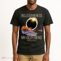 Hello Darkness My Old Friend Solar Eclipse April 08 2024 Tall T-Shirt thumb 2