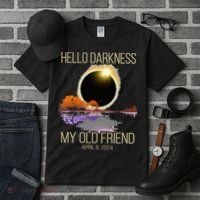 Hello Darkness My Old Friend Solar Eclipse April 08 2024 Tall T-Shirt thumb 3