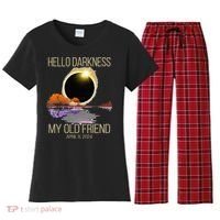 Hello Darkness My Old Friend Solar Eclipse April 08 2024 Women's Flannel Pajama Set thumb 0
