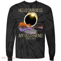 Hello Darkness My Old Friend Solar Eclipse April 08 2024 Tie-Dye Long Sleeve Shirt thumb 0