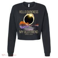Hello Darkness My Old Friend Solar Eclipse April 08 2024 Cropped Pullover Crew thumb 0