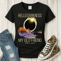 Hello Darkness My Old Friend Solar Eclipse April 08 2024 Women's T-Shirt thumb 3