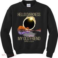 Hello Darkness My Old Friend Solar Eclipse April 08 2024 Kids Sweatshirt thumb 0