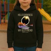 Hello Darkness My Old Friend Solar Eclipse April 08 2024 Kids Hoodie thumb 3