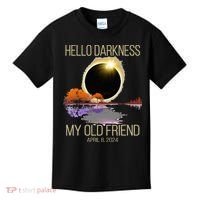 Hello Darkness My Old Friend Solar Eclipse April 08 2024 Kids T-Shirt thumb 0