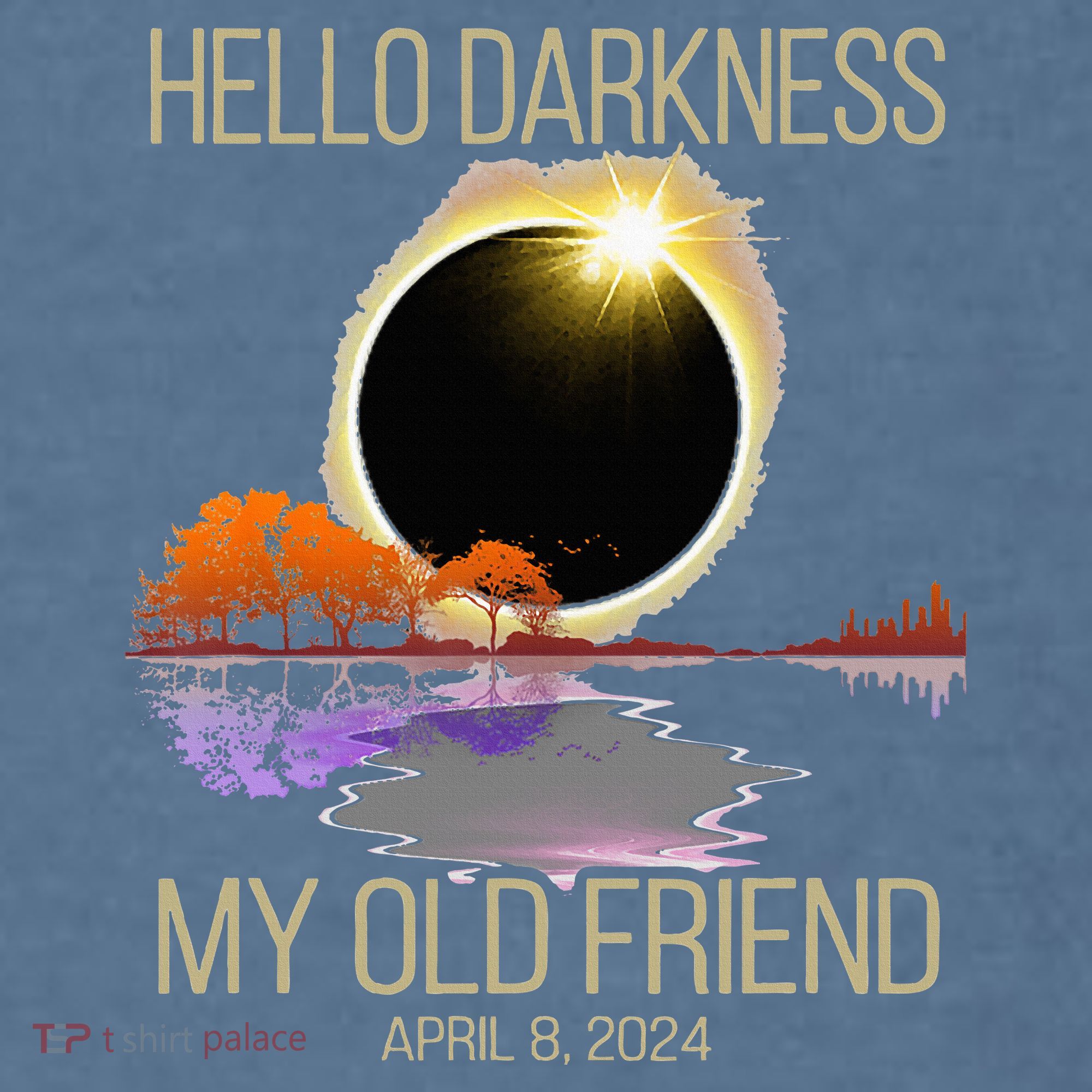 Hello Darkness My Old Friend Solar Eclipse April 08 2024 Comfort Colors Garment-Dyed Hooded Sweatshirt