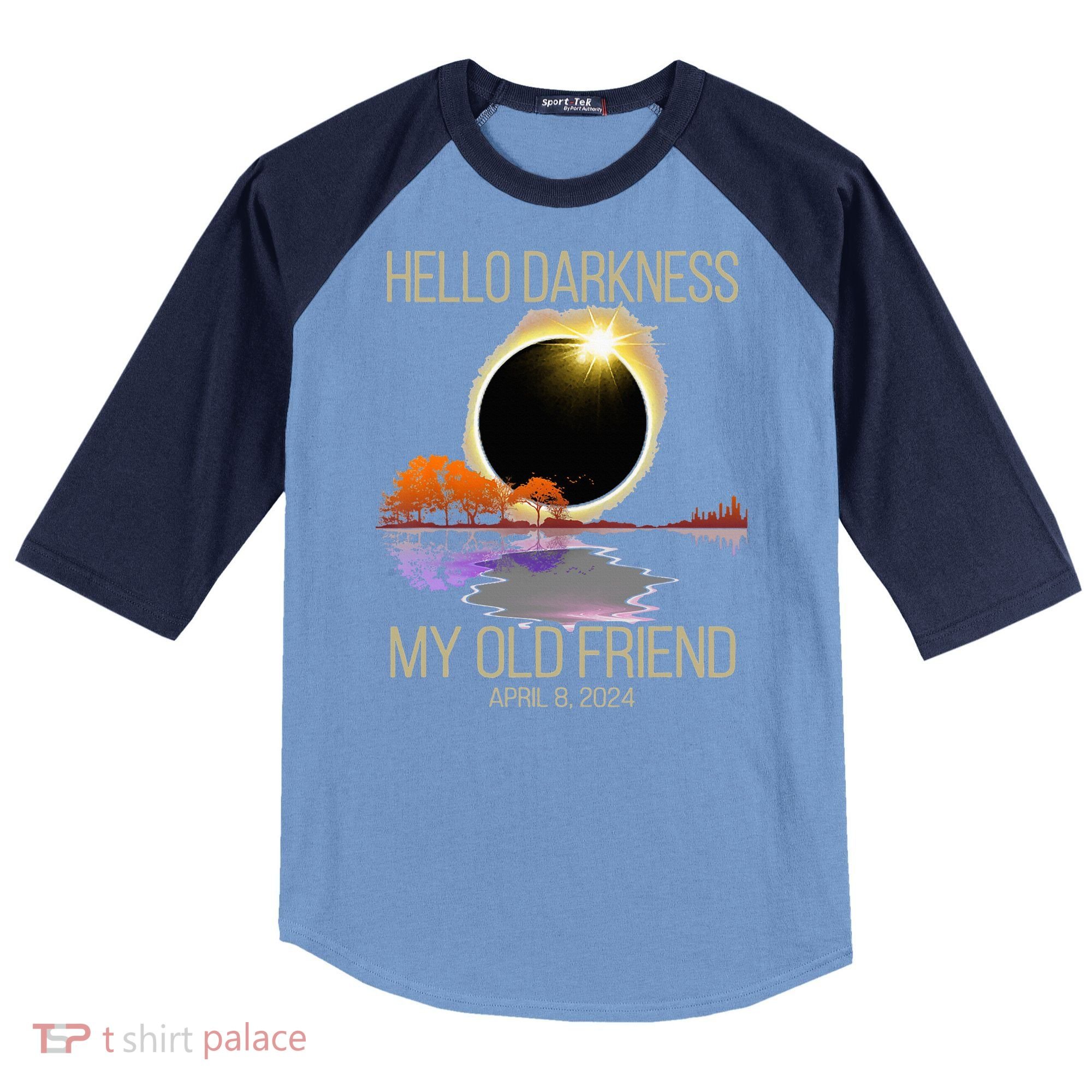 Hello Darkness My Old Friend Solar Eclipse April 08 2024 Raglan Baseball Sleeve Shirt