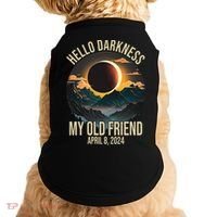 Hello Darkness My Old Friend Solar Eclipse April 08 2024 Doggie Tank thumb 0