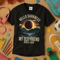 Hello Darkness My Old Friend Solar Eclipse April 08 2024 Kids T-Shirt thumb 3