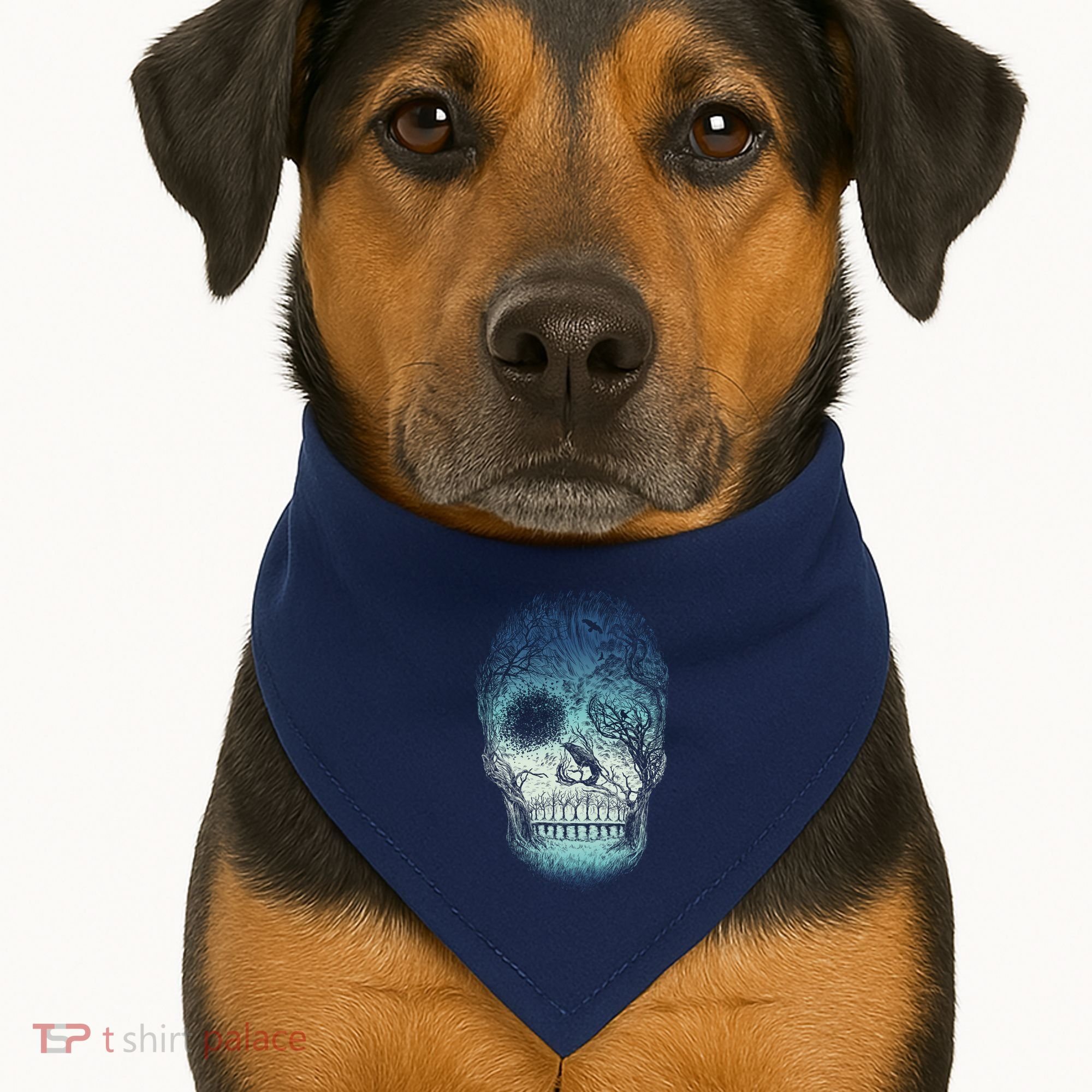 Halloween Dark Nature Forest Skull USA-Made Doggie Bandana