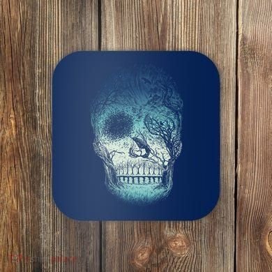 Halloween Dark Nature Forest Skull Coaster
