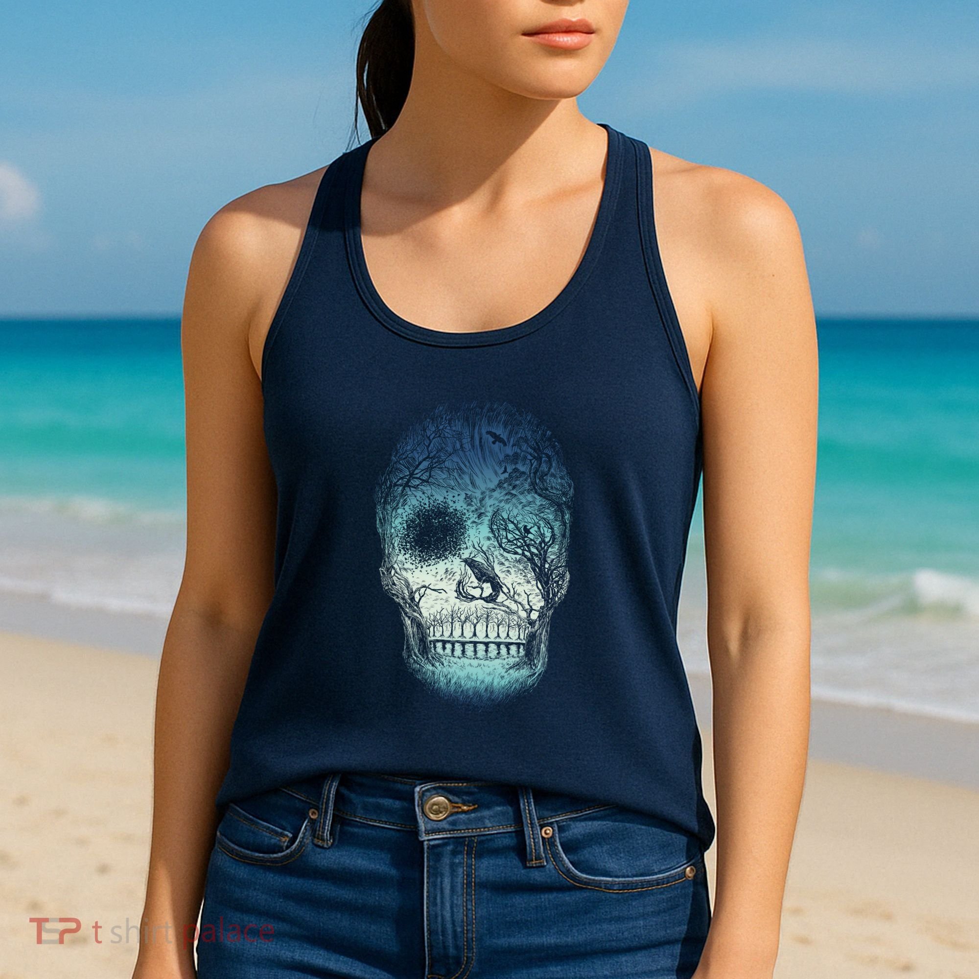 Halloween Dark Nature Forest Skull Women's Tank Top
